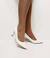 Білі матові туфлі човники на шпильці 37 38 39 40