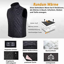 Жилет з Підігрівом Cubovie L Чоловічий та Жіночий, 5 Зон Нагріву, USB, Легкий для Зими та Спорту, фото 4