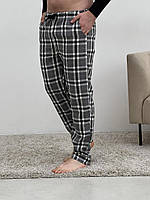 Мужские пижамные штаны COSY КОЗИ серые фланель с карманами резинка для дома и сна удобные размеры S-3XL