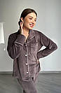 Домашній костюм Піжама жіноча ВЕЛЮР сорочка і штани ШОКОЛАД BRAND 200252, фото 2