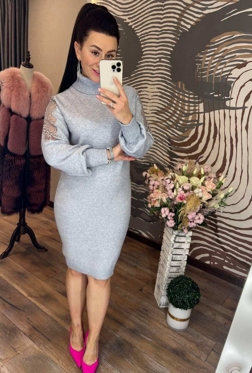 Сукня трикотажна з аплікацією на рукавах, фото 1