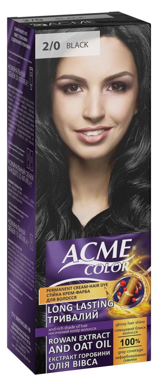 Крем-фарба для волосся Acme-Color EXP, 2/0 Чорний / термін до 06.24р