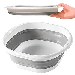 Миска складна силіконова 10л / Складаний тазик / Тазик для прання / Туристична миска