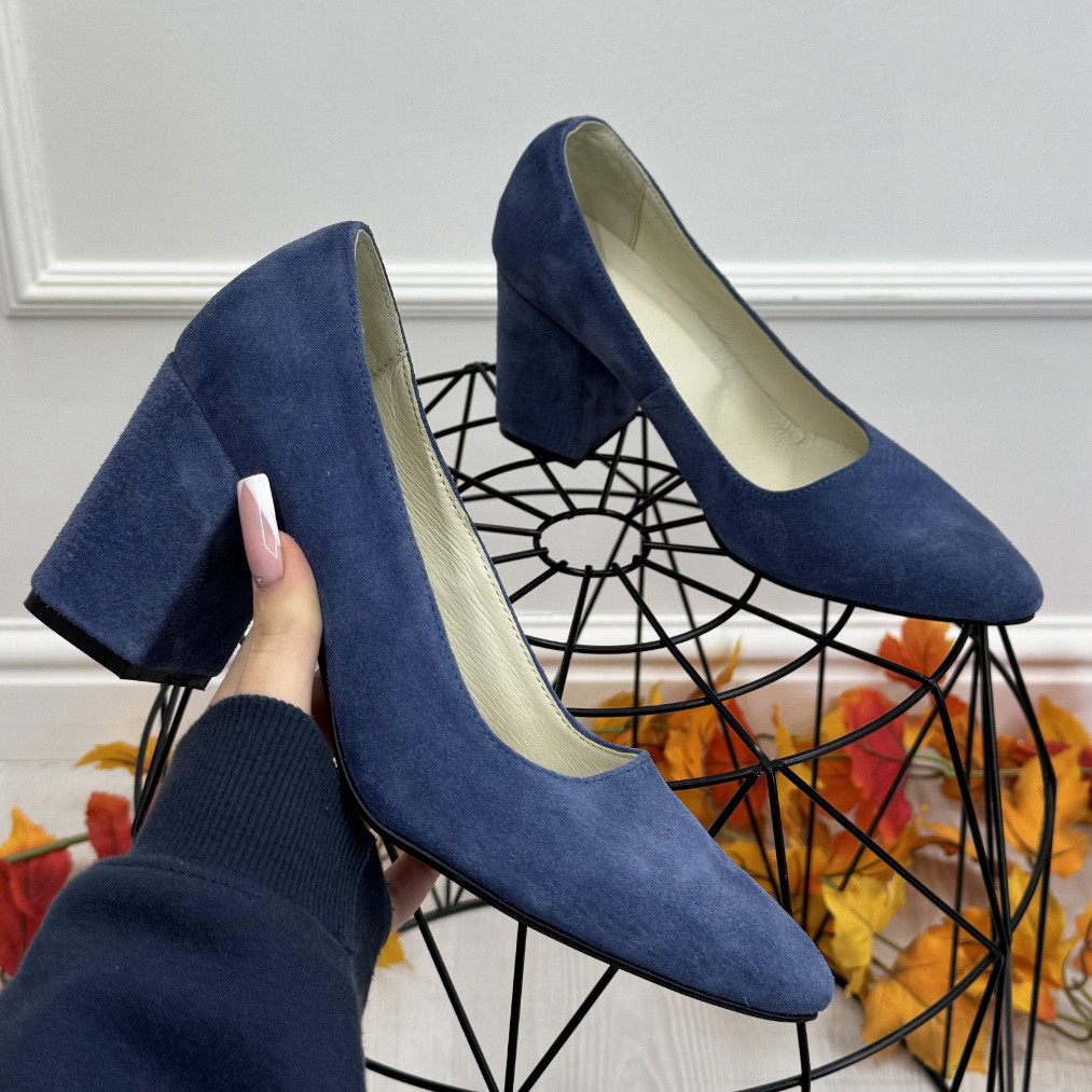 Туфлі жіночі замшеві блакитні. 38 розмір, фото 1