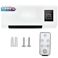 Настінний тепловентилятор з пультом, 1500 Вт, 3 режими / Настінний вентилятор / Тепловентилятор дуйка на стіну