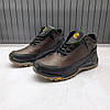 Зимові чоловічі шкіряні черевики, кросівки коричневі утеплені з натуральної шкіри на хутрі на зиму для чоловіків, розмір 40-45, фото 2