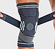 Наколінник трикотажний із силіконовою вставкою, компресійною фіксацією та спіральними ребрами жорсткості, чорний MH-11153, фото 4