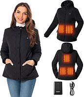 Куртка з Підігрівом SGKOW M Вітронепроникна Водонепроникна, 4 Рівні Температури, USB Акумулятор 8000mAh, Легка Електрична Тепла К