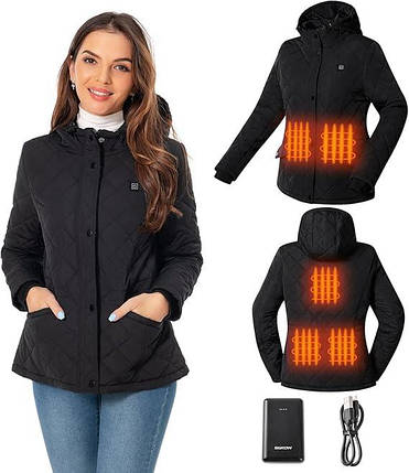 Куртка з Підігрівом SGKOW M Вітронепроникна Водонепроникна, 4 Рівні Температури, USB Акумулятор 8000mAh, Легка Електрична Тепла К, фото 1
