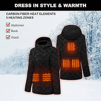 Куртка з Підігрівом SGKOW M Вітронепроникна Водонепроникна, 4 Рівні Температури, USB Акумулятор 8000mAh, Легка Електрична Тепла К, фото 3