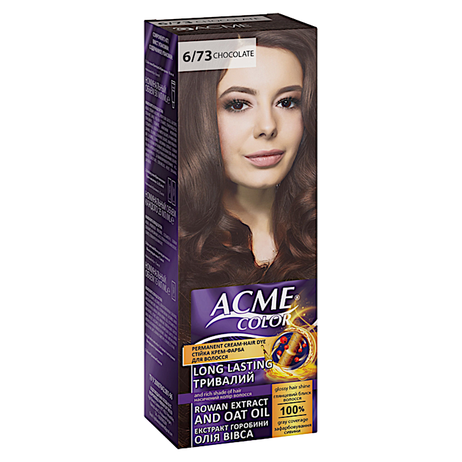 Крем-фарба для волосся Acme-Color EXP 6/73 Шоколадний / термін до 06.24р