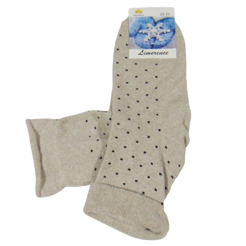 Теплі шкарпетки без гумки з махрою горох 23-25 бежеві limerence, фото 1