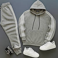 Чоловічий теплий костюм на флісі з капюшоном. Чорний/сірий/синій. 46-48; 50-52; 54-56.