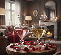 Коктейльний стакан у формі серця з отвором для соломинки стильний та оригінальний посуд