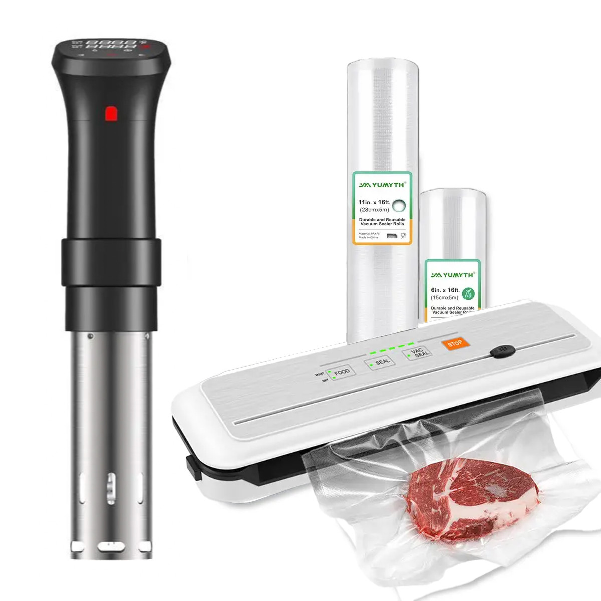 Набір Sous-vide із вакууматором, апаратом су-від і 2 рулони пакетів для вакууматора, фото 1