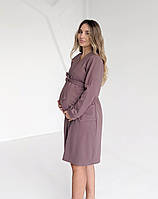 Теплий халат для вагітних WAFFLE (какао), фото 3