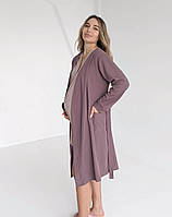 Теплий халат для вагітних WAFFLE (какао), фото 4