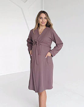 Теплий халат для вагітних WAFFLE (какао)