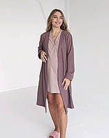 Теплий халат для вагітних WAFFLE (какао), фото 5