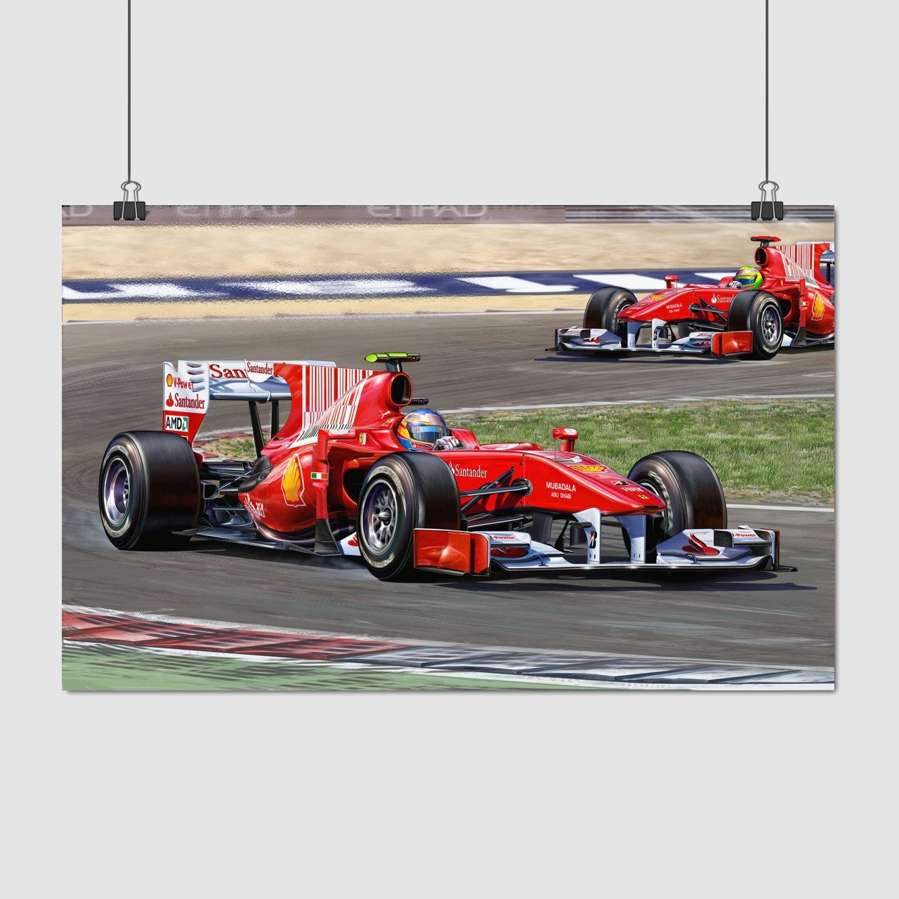 Плакат "Формула-1, Феррарі, арт, Formula One, F1, Ferrari", 38×60см