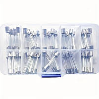 Набір скляних трубчастих запобіжників 6×30 мм 0,5-30 А, 50 шт