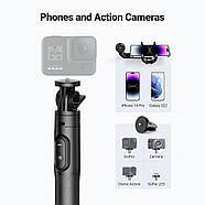 Трипод для телефона з блютуз пультом UGREEN LP586 Selfie Stick 1596мм монопод з триногою штатив для камери з різьбою 1/4 (чорний), фото 3