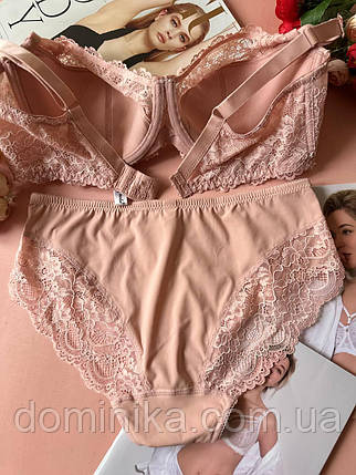 Мережевний комплект жіночої спідньої білизни пудровий, фото 2