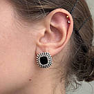 Срібні сережки жіночі "Індира" з оніксом, Модні сережки срібло з камінням, фото 5