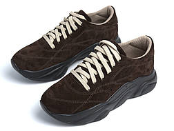 Коричневі замшеві кросівки жіноче взуття демісезонне на високій підошві осінь весна Cosmo Ultra Velour Brown