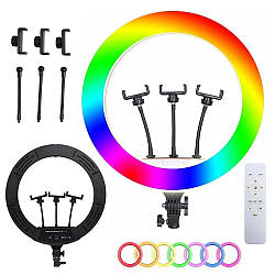 Кільцева лампа RGB 45 см, MJ45 / Професійна світлодіодна лампа для селфі / Кільцевий освітлювач