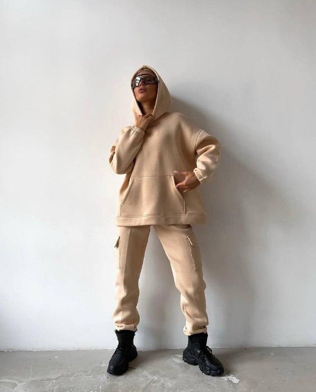 Жіночий спортивний костюм; Колір: чорний, капучіно, беж  ; Розмір: 42-46 ;, фото 1