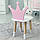 Дитячий стільчик "корона" з дерева 26.5х26х25см, стілець для дівчинки, білий з рожевим, фото 2