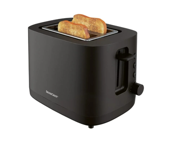 Тостер SilverCrest STK 870 C3 Black, 870 Вт, 6 рівнів підрум’янення, підігрівач булочок, розморожування, автостоп, нержавіюча стал, фото 1