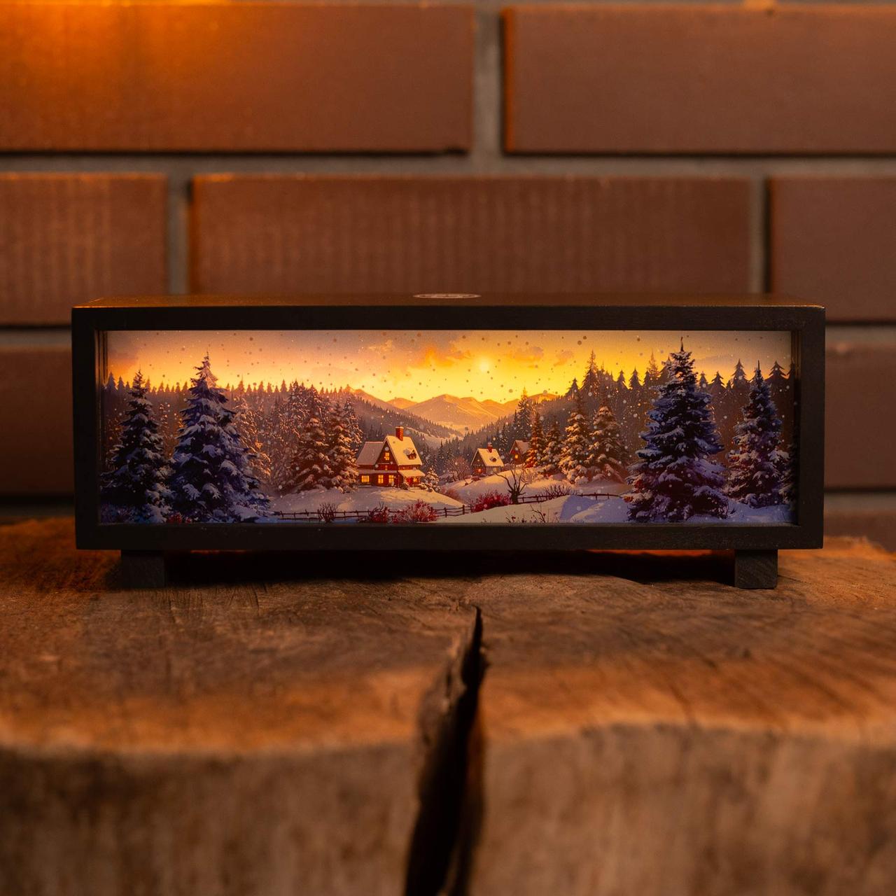 Нічник-панорама "Зимові Карпати", чорний (LED, Акумулятор, USB Type-C), фото 1