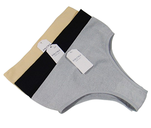 Набір трусів бразиліана 3 шт. з утягувальним поясом у рубчик L-XL різнобарвні Ouno 3902