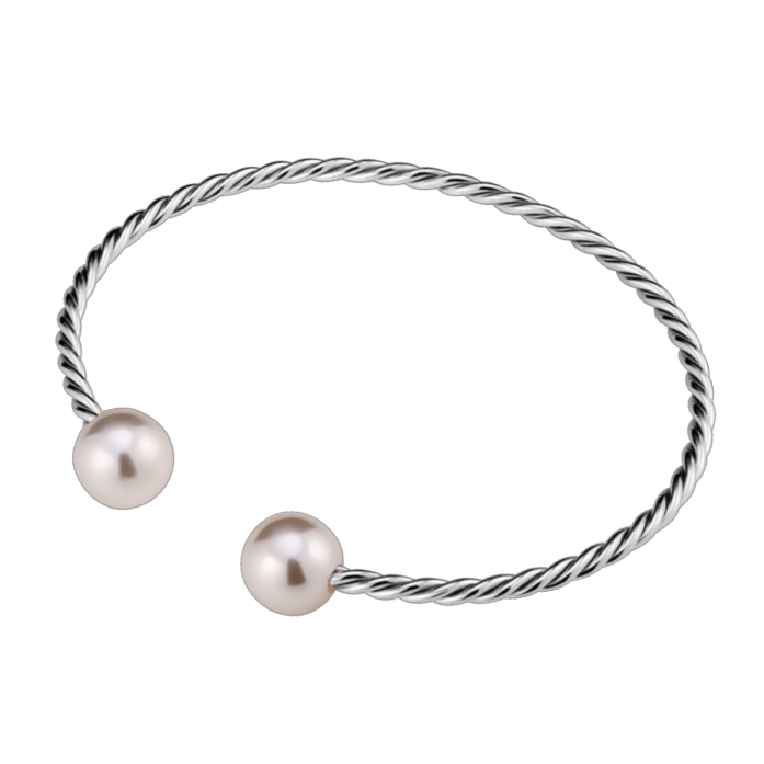 Срібний браслет з перлами, жіночий аксесуар, стильний відкритий дизайн