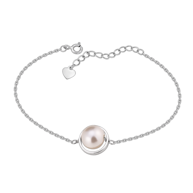 Срібний браслет з перлиною елегантний жіночий аксесуар прикраса зі срібла