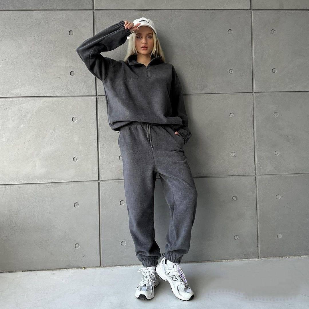 Жіночий костюм з двостороннього щільного флісу Модель: 1491-312 Колір: графіт, молоко, чорний, мокко, темно-синій, фото 1