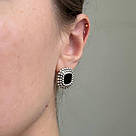 Срібні сережки жіночі "Індира" з оніксом, Модні сережки срібло з камінням, фото 6