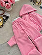 Костюм з худі на блискавці з куліскою Модель: 1491-428 Колір: чорний, рожевий, шоколад, сірий, фото 2