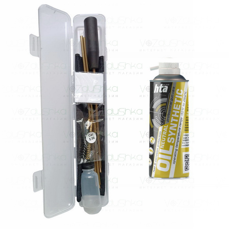 Комплект для чистки AR-15/ M4 5,56 мм (шомпол разборний 2 йоржа вішер у чохлі) + нейтральне мастило HTA 100 мл