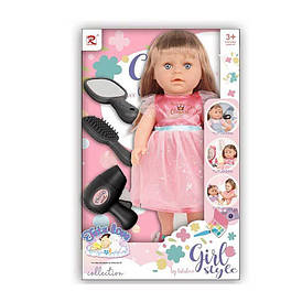 Лялька 6652 (24) висота - 35 см, музичний чип, п’є, ходить на горщик, фен, пляшечка, гребінець, щіточка для розчісування, дзеркало