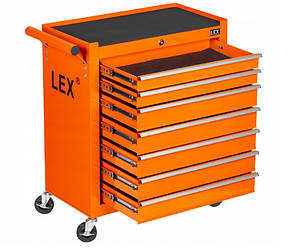 Металевий візок шафа для інструментів із 7 ящиками Lex на колесах Жовтогаряча