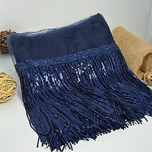 Бахрома танцювальна з паєткою 20см, темно-синій