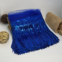 Бахрома танцювальна з паєткою 20см, синій