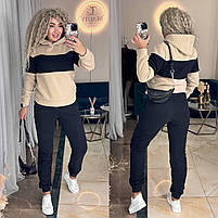 Жіночий флісовий спортивний костюм кофта с капюшоном и джоггеры (Норма та напівбатал), фото 2
