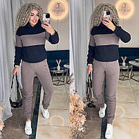 Жіночий флісовий спортивний костюм кофта с капюшоном и джоггеры (Норма та напівбатал), фото 3