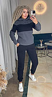 Жіночий флісовий спортивний костюм кофта с капюшоном и джоггеры (Норма та напівбатал), фото 4