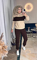 Жіночий флісовий спортивний костюм кофта с капюшоном и джоггеры (Норма та напівбатал), фото 10
