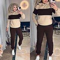 Жіночий флісовий спортивний костюм кофта с капюшоном и джоггеры (Норма та напівбатал), фото 7